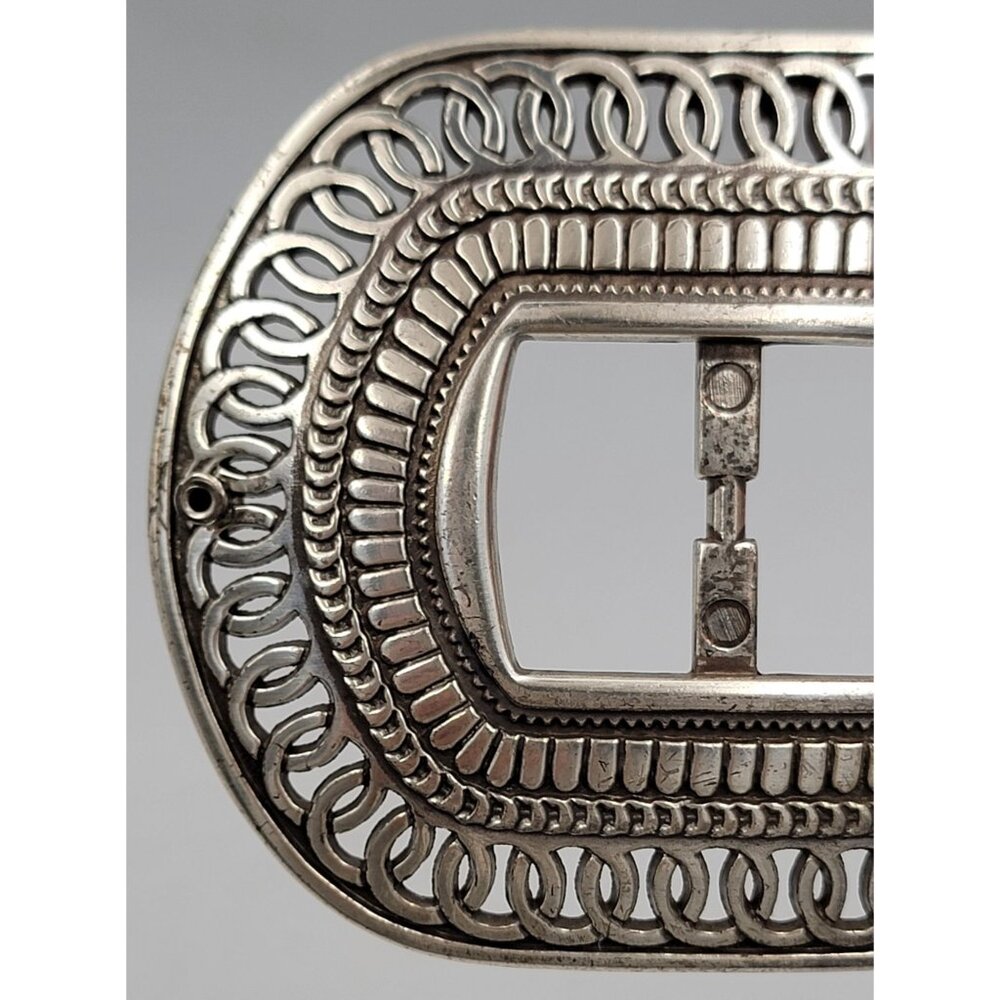 Vintage Walter Doran Western Silver Slotted Buckle 3.5"X3" - Picture 3 of 7